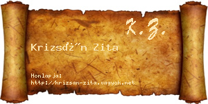 Krizsán Zita névjegykártya